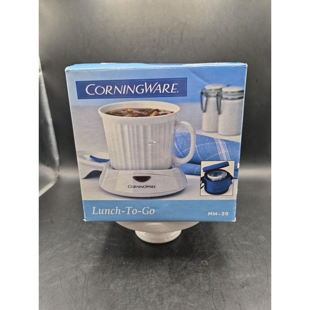 CorningWare Lunch To Go Lidded Mug With Warmer and Carrying Bag MW-20 NEW in BOX